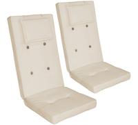 Detex 2X Cojines para Sillas de Jardín con Respaldo Alto Crema 118x45x7cm Almohada Apoyacabeza Extraíble