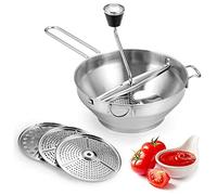 Colador de Acero Inoxidable, Colador Manual con 3 Coladores, Molinillo Rotativo, Molinillo de Alimentos, Prensa de Mermelada, Verduras, Frutas, Patatas, Prensa de Ajo