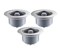 Colador de drenaje de fregadero, 3 tapones para fregadero, tapón con cesta antiobstrucción para basura de alimentos, pelo de baño, cuarto de lavado