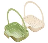Colador de fregadero multifuncional de 2 piezas, escurridor de presión para inclinar (blanco+verde)