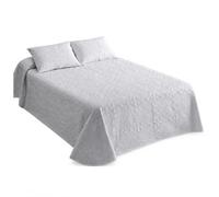 Colcha Bouti Blanca, diseño FLORAL,100% Microfibra Extra Suave Termosellada, Cubrecama Moderno y elegante tejido Fino, para Primavera o Verano. Incluye una funda de cojín - Cama 90 cm (180x270)