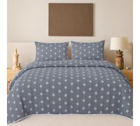 Colcha Boutí Bordada Cama 105 (200x260) para Verano y Entretiempo - 100% Microfibra Suave - Cubrecama Moderno Multiusos Ligero y Transpirable - Incluye 1 Funda de Almohada 70x50 cm (Cosenza Gris)
