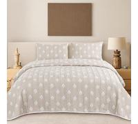 Colcha Boutí Bordada Cama 90 (180x260) para Verano y Entretiempo - 100% Microfibra Suave - Cubrecama Moderno Multiusos Ligero y Transpirable - Incluye 1 Funda de Almohada 70x50 cm (Cosenza Arena)