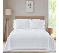 Colcha Boutí Cama 105 (200x260) Termosellada Ligera y Transpirable - Cubrecama Acolchado de Microfibra Suave y Transpirable para Verano y Entretiempo - 1 Funda Almohada (50x70) (Bari Blanco)