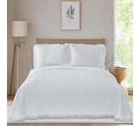 Colcha Boutí Cama 150 (250x260) Termosellada Ligera y Transpirable - Cubrecama Acolchado de Microfibra Suave y Transpirable para Verano y Entretiempo - 2 Fundas Almohada (50x70) (Turin Blanco)