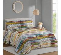 Colcha Boutí Cama 200 (280x260) Estampada para Verano y Entretiempo - 100% Microfibra - Cubrecama Ligero y Transpirable con 2 Fundas de Almohada (50x70) - Acabado en Punta Redonda (Esmirna)