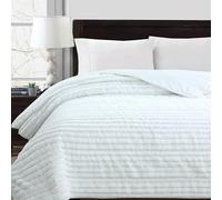 Colcha Boutí Cama 90 (180x270) Blanca Estampada - Moderna y Ligera con Diseño Artesanal 100% Microfibra Extrasuave - Cubrecama para Verano y Entretiempo con 1 Funda de Almohada (50x70) (Bangkok)