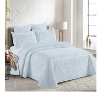 Colcha Bouti Estampada para Verano y Entretiempo 100% Poliéster. Incluye Funda de Cojín 50 x70cm, Cubre Cama Fina, Ligera y Suave. Primavera Verano Blue stripes Bed 90-180x260cm
