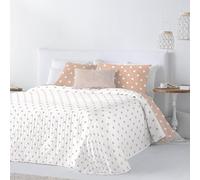 Colcha Bouti Reversible de Lunares | Incluye Fundas de Cojín 50x70cm | Relleno Ligero 100g para Verano | Cama de 90-180x270cm | Tacto Suave, Esquinas Redondeadas | Jessy Nude