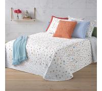 Colcha Boutí Reversible Groovy 414 de Manterol - Diseño Floral y Estampado Vintage, Tacto Suave, Incluye Fundas de Cojín, Ligera, Primavera-Verano (Cama 180 cm)