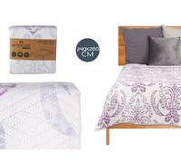 Colcha Cama Reversible 240 x 260 cm Damascado Blanco/Morado Tacto Suave Giftdecor (Set de 6)