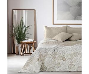 Colcha de Cama Alhambra de DecoKing, de 200 x 220 cm. en Beige, Blanco y Capuchino, con patrón Abstracto en Dos Lados y fácil de Limpiar