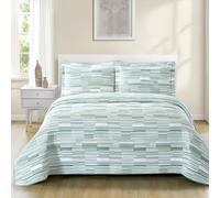 Colcha Jacquard Cama 135 (235x270) Diseño Minimalista para Primavera y Verano - Algodón y Poliéster - Cubrecama con Acolchado Ligero 200 gr/m2 - Incluye 2 Fundas de Almohada (50x70) (Belgrado)