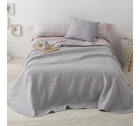 Colcha Verano Premium BURRITO BLANCO | Diseño Geométrico Elegante | Suave y Sin Plancha Gray Width 135cm