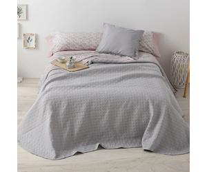 Colcha Verano Premium BURRITO BLANCO | Diseño Geométrico Elegante | Suave y Sin Plancha Gray Width from 180 to 200 cm