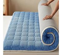 Colchón futón de 7 cm de grosor, plegable y enrollable, fabricado con felpa suave y espuma viscoelástica, apto para camas individuales, dobles y king size, ideal para invitados, camping (azul, 180 x 2