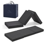 Colchón Plegable Furgonetas Camper, 90x195 Espuma HD de Memoria. Colchón Plegable Invitados. Muy Versátil. Transpirable. Funda Lavable y Bolsa de Transporte. Altura 10 cm. Color Negro.