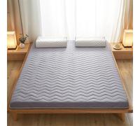 Colchón portátil de 120 x 190 cm, futón enrollable de 5 cm de grosor para cama de invitados, uso individual/doble, ideal para dormitorio, apartamento de alquiler, solución gris cómoda