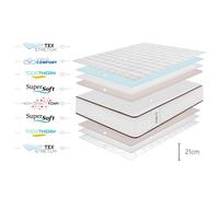 Colchón Viscoelástica Air Max - Ergonómico - Independecia de lechos - Transpirable - 21 CM - Blanco - 80X180 - Moonia White 140 x 190