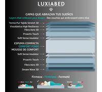 Colchón viscoelástico LuxiaBed MemoryVex adaptable y higiénico - Firmeza media - Modelo Quality Altura 32 cm con muelles - Color gris - Ideal para un descanso óptimo en todas las estaciones del año Co