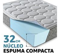 Colchón Viscoelástico LuxiaBed Royal Fresh Alturas 32 cm - Confort + Firmeza Media + Adaptabilidad - Higiénico y Transpirable - Color Gris Compact foam 180 x 190cm