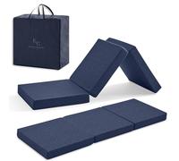 Colchones Plegables Invitados 65x195 Espuma HD de Memoria Transpirable para Juegos, Camper, Camping. Muy Versátil. Funda Lavable y Bolsa de tranporte. Altura 10 cm Color Azul.