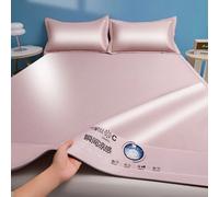 Colchoneta refrescante de verano de lujo ligero con fibras de carbono, colchoneta de seda helada para dormir, con fundas de almohada y juego de cubierta de colchón suave. qianniao-yafen 150x200cm 3PCS