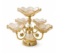 Colcolo Bandeja de Servicio Industrial Frutero con Diseño Elegante Centro de Mesa Expositor Decorativo Vidrio Tintado Dorado y Base Texturizada Adecuada para Comedor Consola Recepción, Pequeño