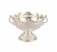 Colcolo Bandeja Industrial Bandeja de Frutas Cuenco Decorativo Centro de Mesa Soporte Pedestal Aleación Aspecto Retro con Relieve Adecuada para Mesa del Salón Comedor, Plateado, 18 13 10.5 9cm
