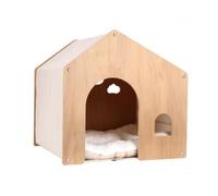 Colcolo Caseta Madera con Apertura Circular Ventilado para s, Beige