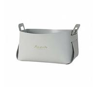 Colcolo Cesta de Almacenamiento para Coche Caja Organizadora Contenedor Bandeja Cubo de Cuero PU de Fácil Cuidado Impermeable y Plegable con Asas Adecuada , Gris , S