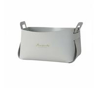 Colcolo Cesta de Almacenamiento para Coche Caja Organizadora Contenedor Bandeja Cubo de Cuero PU de Fácil Cuidado Impermeable y Plegable con Asas Adecuada , Gris , G