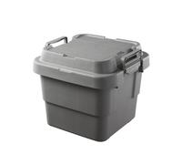Colcolo Contenedor de Almacenamiento Exterior Caja Organizador Recipiente Baúl con Tapa Plástico Moldeado Apilable con Encaje Seguro para Proteger Objetos, Gris Plateado, 39 30 35.7 22L