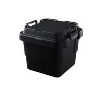 Colcolo Contenedor de Almacenamiento Exterior Caja Organizador Recipiente Baúl con Tapa Plástico Moldeado Apilable con Encaje Seguro para Proteger Objetos, Negro, 39 30 35.7 22L