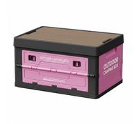 Colcolo Contenedor de Almacenamiento para Exterior Caja Plegable Baúl Apilable Organizador Portátil Se Colapsa a 7 Cm Tapa de, Negro Y Rosa, Caja De Camping Plegable Grande Con Cinco Aperturas
