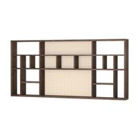 Colcolo Estante de Pared Estante Flotante Estantería Mural Repisa de Madera de Paulonia con Paneles de Ratán Adecuado para Zona de Té Estudio Pared del Salón Decoración Sobria 102cm