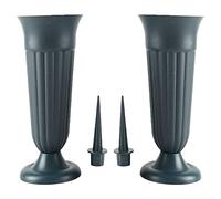 Colcolo Paquete de 2 jarrones de de Tumba de Cementerio, jarrones de Cementerio de decoración de Tumba Desmontables con, jarrón de Flores, Verde Oscuro