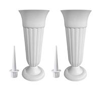 Colcolo Paquete de 2 jarrones de de Tumba de Cementerio, jarrones de Cementerio de decoración de Tumba Desmontables con, jarrón de Flores, Blanco