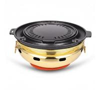 Colcolo Parrilla de Barbacoa Portátil de Parrilla Redonda Asador Compacto Brasero Desmontable en Acero y Hierro Constante y Menos Humo Adecuada para Camping, Gold, 380 Outer A Core