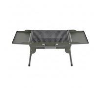 Colcolo Parrilla Portátil de Carbón con Rejilla Central Barbacoa Compacta de Hierro Plegable con Bandejas Laterales y Asa Adecuada para Acampadas Paseos, Verde Militar, 82 30 35 Cm