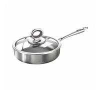 Colcolo Sartén de Titanio Sartén Olla Paellera con Superficie Lisa para Liberar Alimentos Fondo Plano Firme Compatibilidad con Varias Fuentes de Tapa con Pomo, 26 Cm