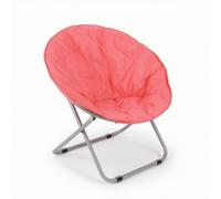 Colcolo Sillón Plegable Colapsable Silla Lounge Redonda Asiento Bajo con Estructura Metálica Tubular y Asiento Textil en Forma de Cuenco Plegado Tipo X para, Rojo Sandía