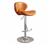 Colcolo Taburete de Barra Moderno con Respaldo Asiento Giratorio Silla Alta para Mostrador Base Redonda Estable Tapizado en Piel, Naranja, Base Grande De 41.5CM con Patas Galvanizadas