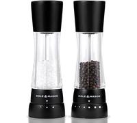 Cole & Mason Derwent Negro Molinillos de Sal y Pimienta, Mecanismo de Cerámica, 6 Grados de Molienda Ajustable, Acero Inoxidable, Recargable, Manual, 2 Pcs Set de Regalo, 19 cm