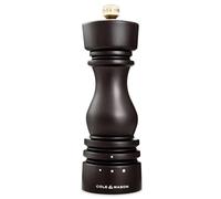 Cole & Mason London Molinillo de Sal Madera, Selector de Molido, 18 cm | Molinillo Sal Manual, Molino Cerámica Adjustable, Madera de Haya Chocolate, Molinillo Especias Recargable, Incluye 1 x Molino