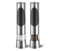 Cole & MasonJuego de Molinillo Eléctrico de Sal y Pimienta a Pilas, Grosor Ajustable, Cromo/Acrílico, 215mm, Incluye 2 x Molinillos Electrónicos