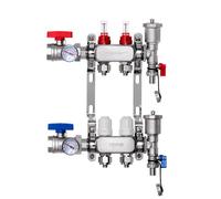 Colector de calor radiante de 2 derivaciones VEVOR, colector de tubería PEX de 1/2", colector PEX de acero inoxidable para calefacción por suelo radiante hidrónico, kit de colector PEX de calor radian