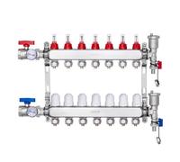 Colector de calor radiante de 7 derivaciones VEVOR, colector de tubería PEX de 1/2", colector PEX de acero inoxidable para calefacción por suelo radiante hidrónico, kit de colector PEX de calor radian