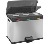 Colector de residuos con pedal EKO, capacidad 3 x 12 l, A x H x P 592 x 431 x 382 mm