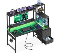 Coleshome Escritorio Gaming con Estantería, 120x48cm, Negro